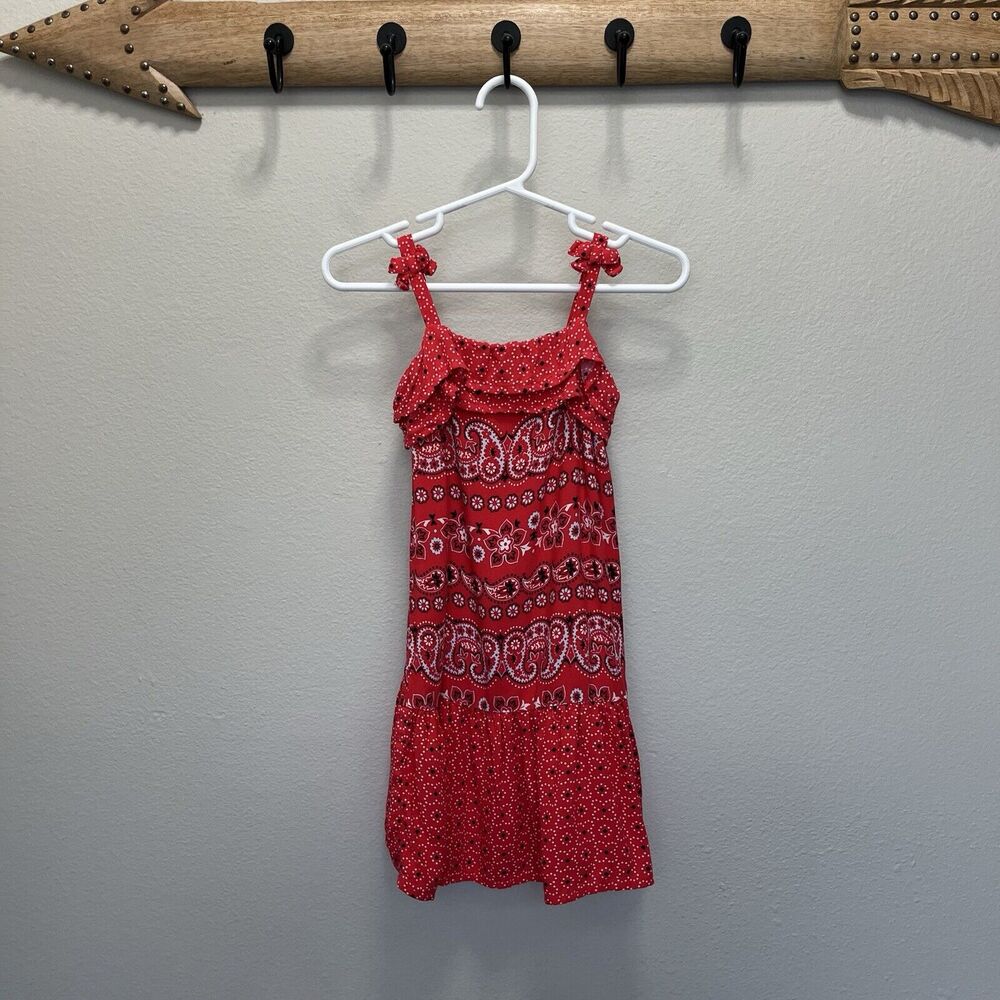 Oshkosh | Red Ruffle Tiered Bandana Maxi Dress Paisley Floral 12 Months
